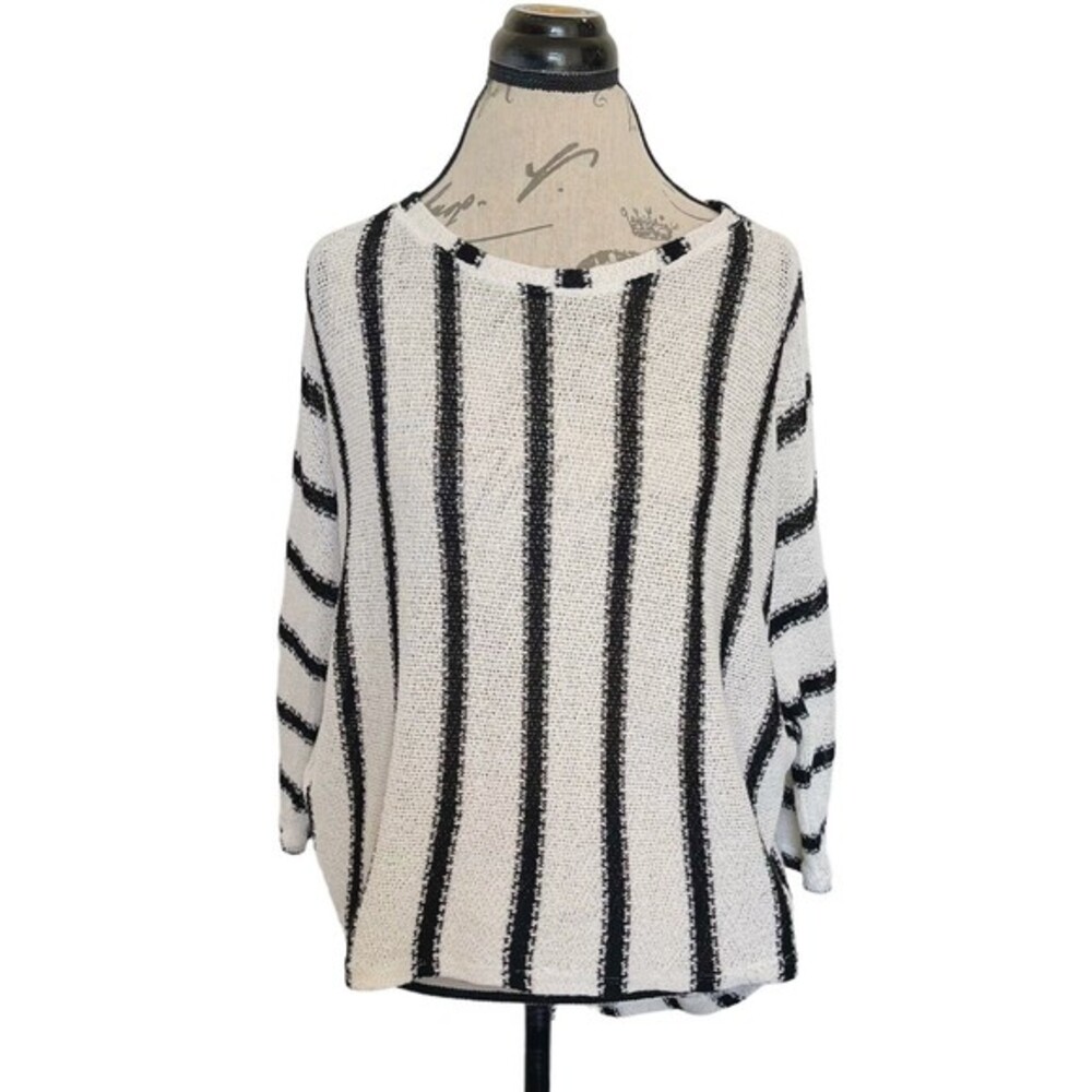 Bar III Womens Tunic Top Knit Striped Long Sleeve High Low Light Size Small